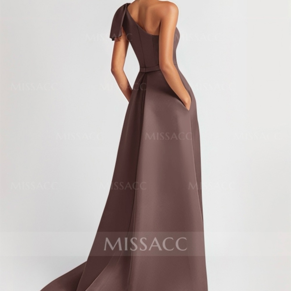 1 Shoulder Mother of the Bride dress w/bow & sweep train